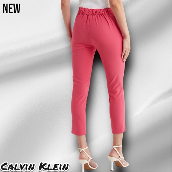 New Calvin Klein Stretch Woven Pull-On Pants - Lipstick - Picture 3 of 4